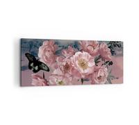 Cuadro Sobre Lienzo 100x40cm Cuadros Pared Flores Mariposa Nubes Wall Art Prints