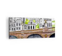 Cuadro Sobre Lienzo 100x40cm Cuadros Pared Francia puente dibujo Wall Art Prints