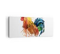 Cuadro Sobre Lienzo 100x40cm Cuadros Pared Gallo Ilustration Animal colores Art