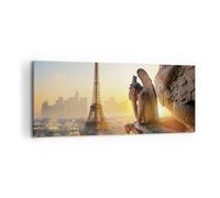 Cuadro Sobre Lienzo 100x40cm Cuadros Pared Gárgolas Torre Eiffel Wall Art Prints