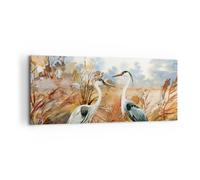 Cuadro Sobre Lienzo 100x40cm Cuadros Pared Grullas Aves Otoño Wall Art Prints