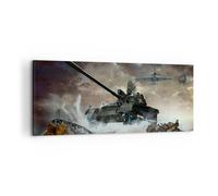 Cuadro Sobre Lienzo 100x40cm Cuadros Pared Guerra tanque avión batalla Wall Art