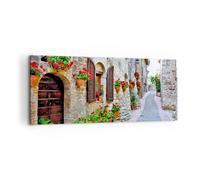 Cuadro Sobre Lienzo 100x40cm Cuadros Pared Italia calle flores historia Wall Art
