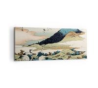 Cuadro Sobre Lienzo 100x40cm Cuadros Pared Japón Grullas Imagen Wall Art Prints