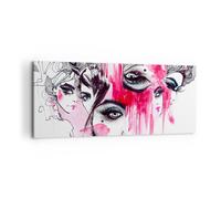 Cuadro Sobre Lienzo 100x40cm Cuadros Pared Las mujeres caras ojos ilustración
