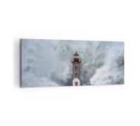 Cuadro Sobre Lienzo 100x40cm Cuadros Pared Linterna Mar Tormenta Wall Art Prints