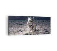 Cuadro Sobre Lienzo 100x40cm Cuadros Pared luna tierra astronauta Wall Art