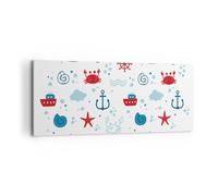 Cuadro Sobre Lienzo 100x40cm Cuadros Pared Mar barco ancla barco Wall Art Prints