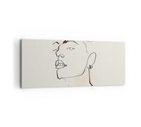 Cuadro Sobre Lienzo 100x40cm Cuadros Pared Minimalismo Retrato Línea Wall Art