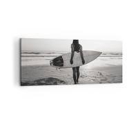 Cuadro Sobre Lienzo 100x40cm Cuadros Pared Mujer Playa Surf Wall Art Prints