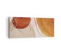 Cuadro Sobre Lienzo 100x40cm Cuadros Pared Naranja Abstracción Manchas Wall Art