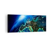 Cuadro Sobre Lienzo 100x40cm Cuadros Pared Noche espacio mundo vista Wall Art