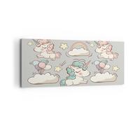 Cuadro Sobre Lienzo 100x40cm Cuadros Pared Nube papel pintado unicornio globo
