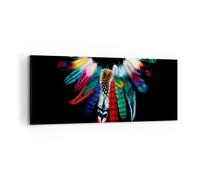 Cuadro Sobre Lienzo 100x40cm Cuadros Pared Pájaro pluma color composición Art