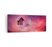 Cuadro Sobre Lienzo 100x40cm Cuadros Pared Pájaros Prado jardínación Wall Art