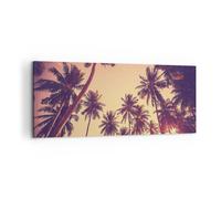 Cuadro Sobre Lienzo 100x40cm Cuadros Pared Palmeras Cielo Sol Wall Art Prints