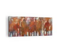 Cuadro Sobre Lienzo 100x40cm Cuadros Pared Paraguas Personas Artesanía Wall Art