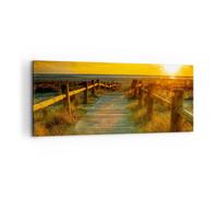 Cuadro Sobre Lienzo 100x40cm Cuadros Pared Pasarela playa vacaciones sol Art