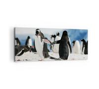 Cuadro Sobre Lienzo 100x40cm Cuadros Pared Pingüinos Invierno naturaleza nieve