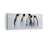 Cuadro Sobre Lienzo 100x40cm Cuadros Pared Pingüinos invierno nieve a pie Art