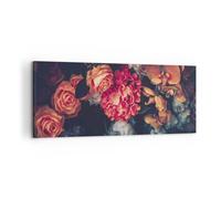 Cuadro Sobre Lienzo 100x40cm Cuadros Pared Ramo Flores Rosas Wall Art Prints