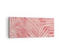Cuadro Sobre Lienzo 100x40cm Cuadros Pared Rosa Hojas Palmeras Wall Art Prints