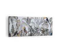 Cuadro Sobre Lienzo 100x40cm Cuadros Pared Selva Animales Tucanes Wall Art