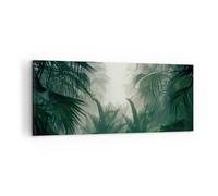Cuadro Sobre Lienzo 100x40cm Cuadros Pared Selva Hojas Palmeras Wall Art Prints