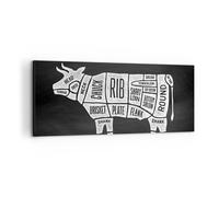Cuadro Sobre Lienzo 100x40cm Cuadros Pared Vaca carne cocinar gráfico Wall Art