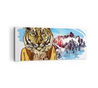 Cuadro Sobre Lienzo 100x40cm Cuadros Tigre montañas los niños la vida silvestre