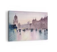 Cuadro Sobre Lienzo 100x70cm Cuadros Pared Acuarela Ciudad Monumentos Históricos