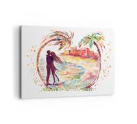 Cuadro Sobre Lienzo 100x70cm Cuadros Pared Amor Palmas Ver verano Wall Art