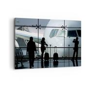 Cuadro Sobre Lienzo 100x70cm Cuadros Pared Avión Aeropuerto Passangers Wall Art