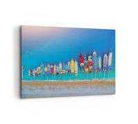 Cuadro Sobre Lienzo 100x70cm Cuadros Pared Barco Playa Perspectiva Wall Art