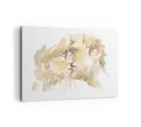Cuadro Sobre Lienzo 100x70cm Cuadros Pared Beso Pareja Amor Wall Art Prints
