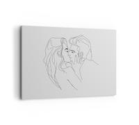 Cuadro Sobre Lienzo 100x70cm Cuadros Pared Beso Pareja Bosquejo Wall Art Prints