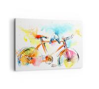 Cuadro Sobre Lienzo 100x70cm Cuadros Pared Bicicletas pájaros paloma pureza Art