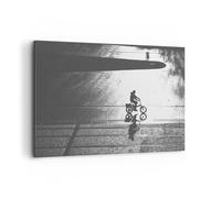 Cuadro Sobre Lienzo 100x70cm Cuadros Pared Blanco Y Negro Ciclista Soledad Art