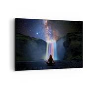 Lienzos decorativos 100x70cm Cuadro Sobre Lienzo Moderno Cascada Las Estrellas Meditación Grande Dormitorio Cocina Cuadros Pared Imágenes Cuadros Decoracion Salon Wall Art Prints Decor AA100x70-4774