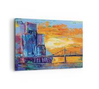 Cuadro Sobre Lienzo 100x70cm Cuadros Pared Ciudad Puente Empasto Wall Art Prints