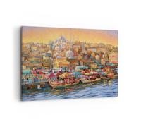 Cuadro Sobre Lienzo 100x70cm Cuadros Pared Colores Ciudad Turquía Wall Art