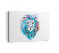 Cuadro Sobre Lienzo 100x70cm Cuadros Pared Colorido león melena Wall Art Prints