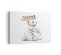 Cuadro Sobre Lienzo 100x70cm Cuadros Pared Conejo Liebre Infantil Wall Art