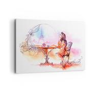 Cuadro Sobre Lienzo 100x70cm Cuadros Pared femenino urbano té París Wall Art