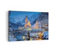 Cuadro Sobre Lienzo 100x70cm Cuadros Pared Festivo Iglesia Nieve Wall Art Prints