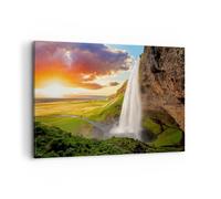 Cuadro Sobre Lienzo 100x70cm Cuadros Pared geología Islandia Prado Wall Art