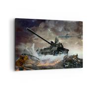 Cuadro Sobre Lienzo 100x70cm Cuadros Pared Guerra tanque avión batalla Wall Art