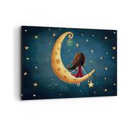 ARTTOR Lienzos decorativos 100x70cm Cuadro Sobre Lienzo Moderno Infantil Chica Luna Grande Dormitorio Cocina Cuadros Pared Imágenes Cuadros Decoracion Salon Wall Art Prints Decor Canvas AA100x70-4683