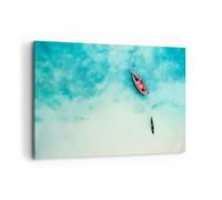 Cuadro Sobre Lienzo 100x70cm Cuadros Pared Isla barco barco océano Wall Art