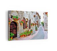 Cuadro Sobre Lienzo 100x70cm Cuadros Pared Italia calle flores historia Wall Art